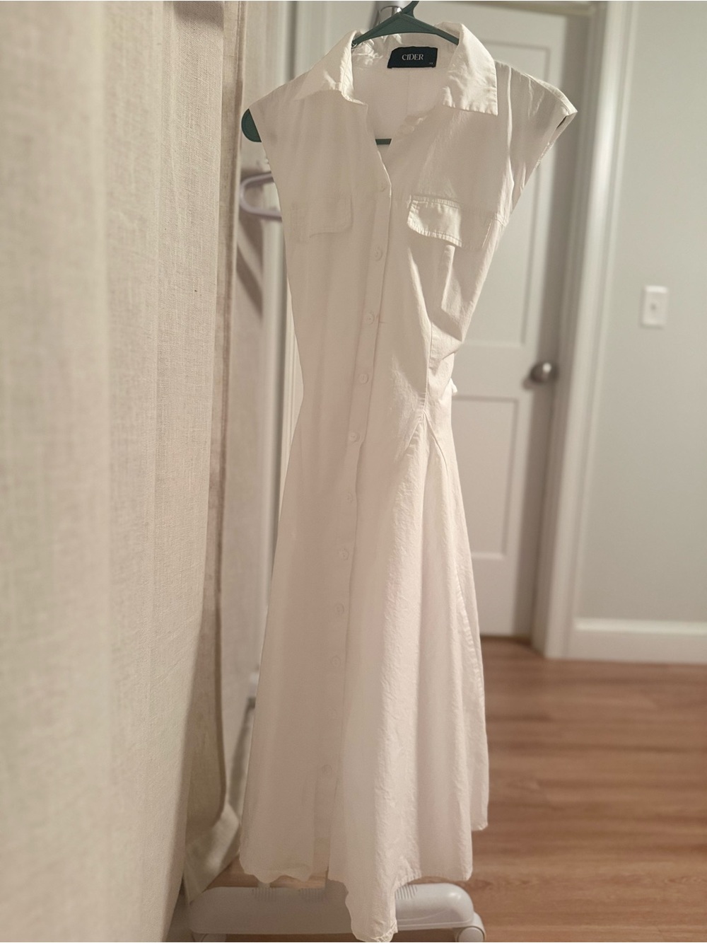 Cider Cream Button-Front Maxi Shirt Dress
